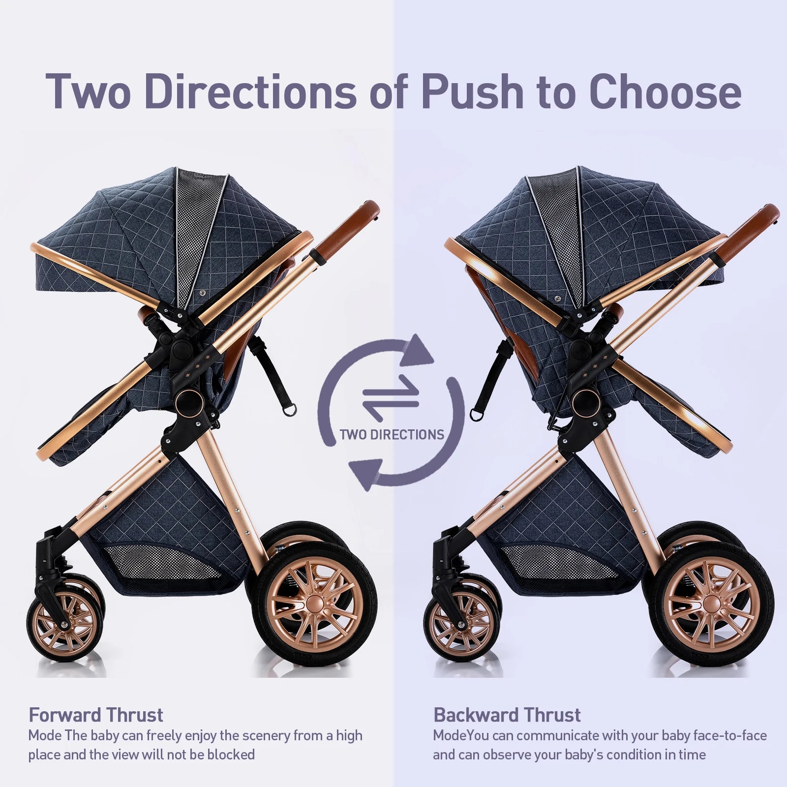 3 in 1 Portable High Landscape Luxury Baby Stroller