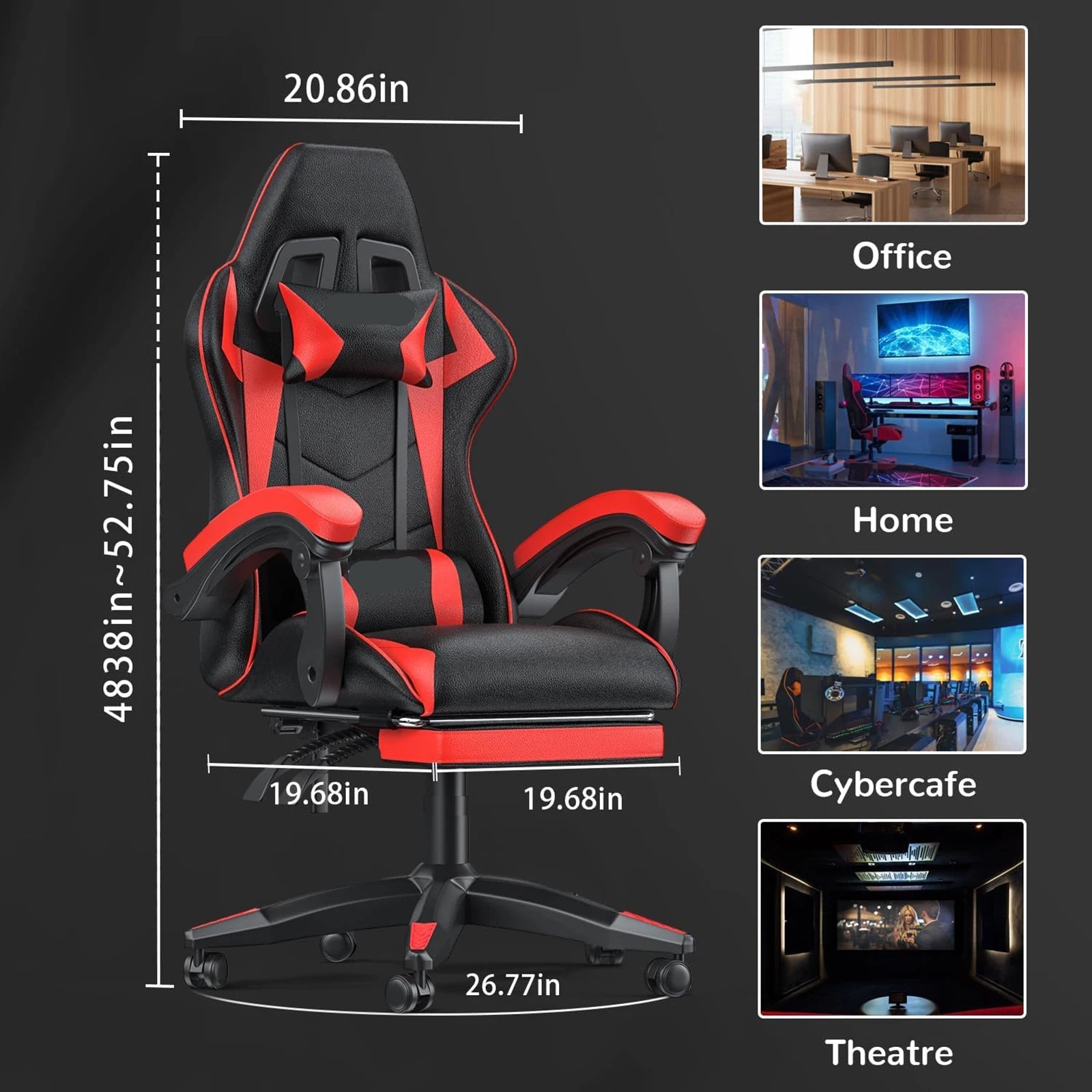 Adaptable Gaming Chair with Headrest and Footrest childrensterritory