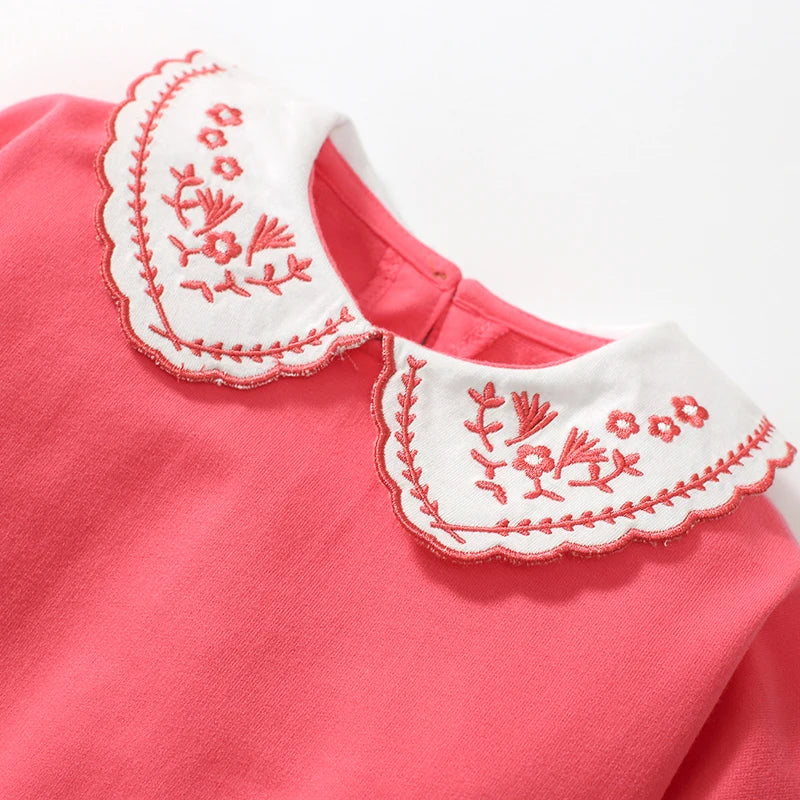 Girls Full Sleeves Flowers Embroidery Design Princess Dresses childrensterritory