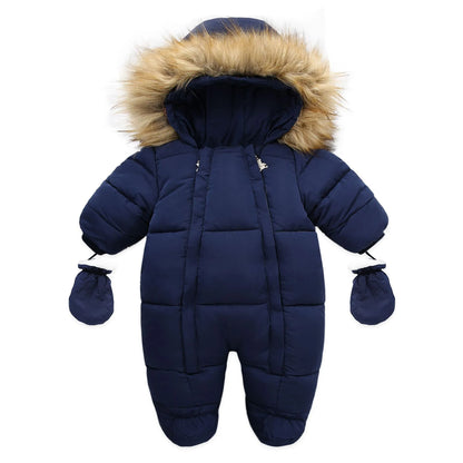 Baby Thick Warm Hooded Fleece Rompers Snowsuit childrensterritory