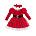 Girls' Belt Design Christmas Party Dresses