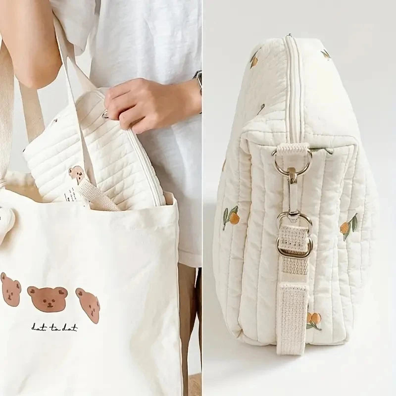 Cartoon Bear Embroidery Zipper Bags for Mommy