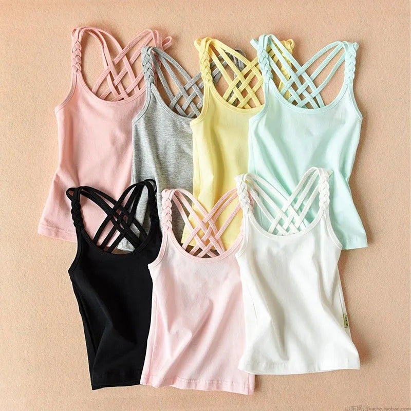 Kids Girls Cotton Camisole Knitted Tank Tops childrensterritory