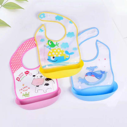 Soft Waterproof Cartoon Printed Adjustable Baby Bibs