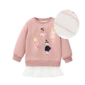 Kids Girls Cartoon Design Warm Fleece Sweatshirts childrensterritory