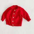 Solid Color Long Sleeve Infant Girls Knitted Cardigans childrensterritory