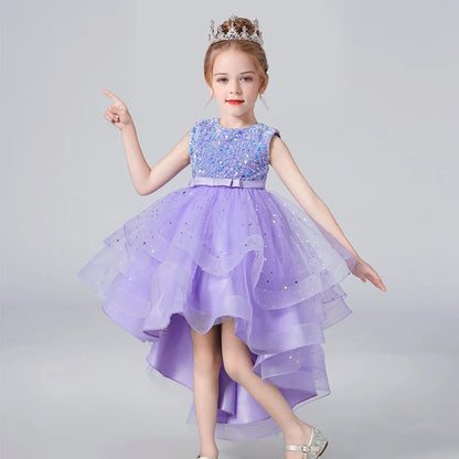 Sequin Lace Design Girls Fluffy Wedding/Party Dresses childrensterritory