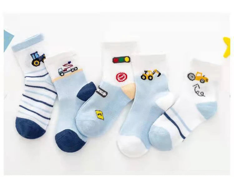 Baby/Kids Thin Mesh 5 Pairs Soft Breathable Cotton Socks