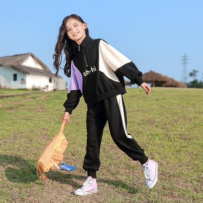 Kids Girls Warm Zipper Sweater + Pants Sports Suits Set childrensterritory