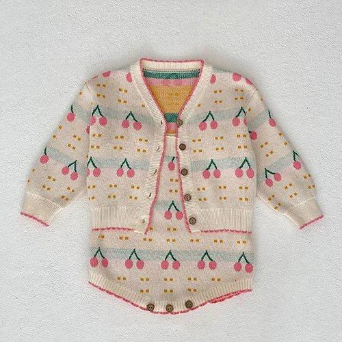 Baby Girl Hollow Out Knitwear Outfit Set