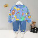 Cartoon Design Baby Boy Color Blocking 2PC Casual Clothes Set childrensterritory