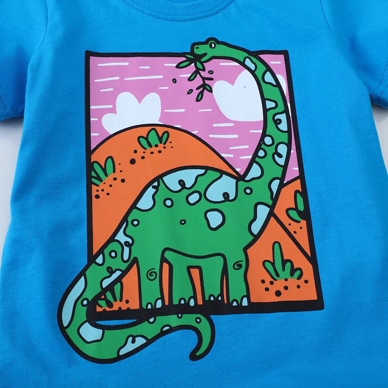 Cartoon Dinosaurs Design Little Boys T Shirts for Summer