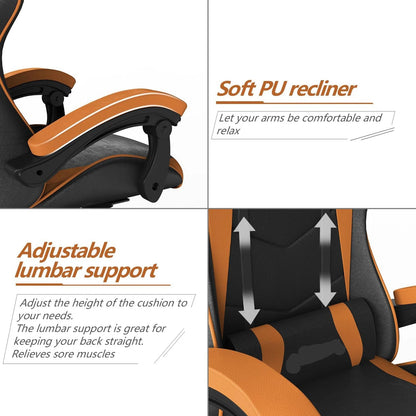 PU Leather Gaming Chair with Headrest and Lumbar Support childrensterritory