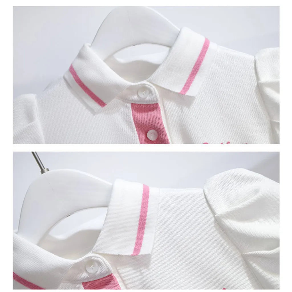 Girls' Collar Design Short Sleeves Casual Dresses