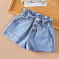 Kids Girls Korean Style Bow Design Denim Shorts and Skirts childrensterritory