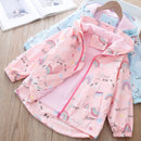 Stylish Rainbow and Unicorn Print Hooded Windbreaker for Kids childrensterritory