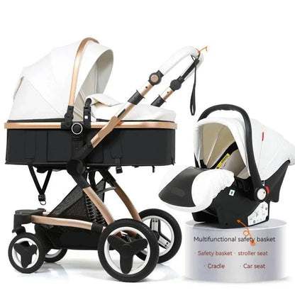 3-in-1 Foldable Baby Carriage Prams With Car Seat childrensterritory