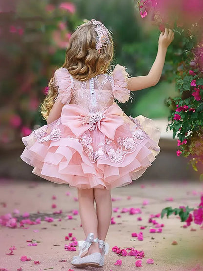 Puffy Tiered Tulle Kids Girls Birthday/Communion Dress
