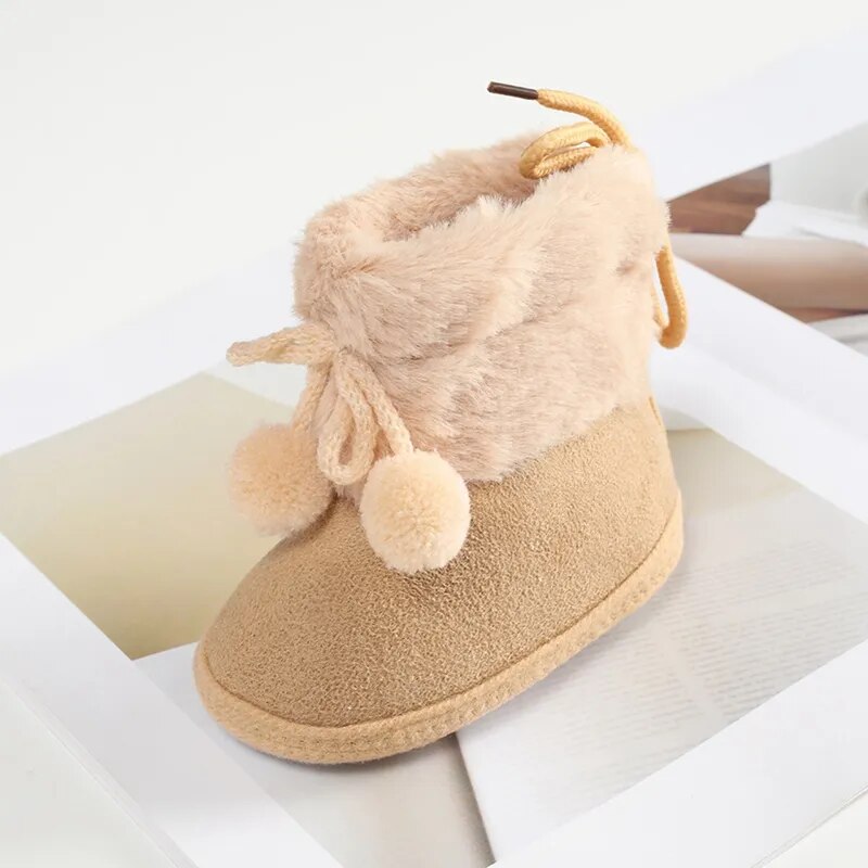 Soft Sole Furry Snow Boots First Walkers for Baby Girls childrensterritory