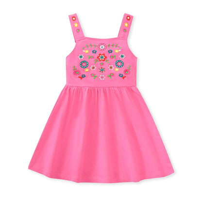 Kids Girls Floral Embroidery Summer Beach Dresses childrensterritory