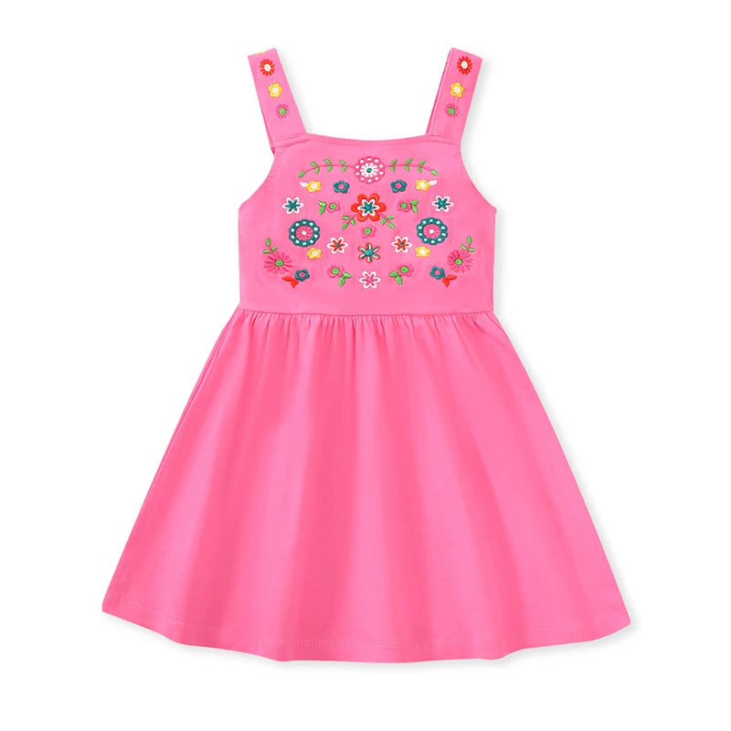 Kids Girls Cute Print Summer Casual Cotton Dresses childrensterritory