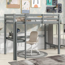 Simple Design Twin Loft Bed with Built-in Desk and Stairs childrensterritory