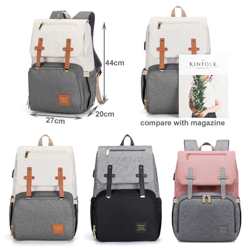 Waterproof Maternity Backpack with USB, Rechargeable Holder