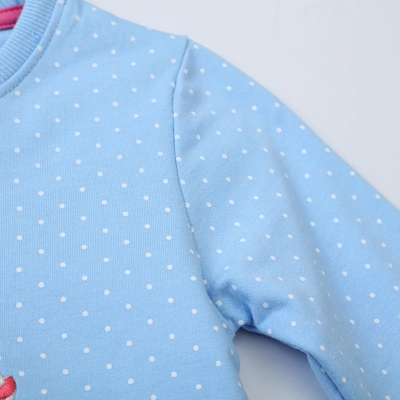 Rabbits Flowers Embroidered Little Girls Long Sleeve Sweatshirt childrensterritory