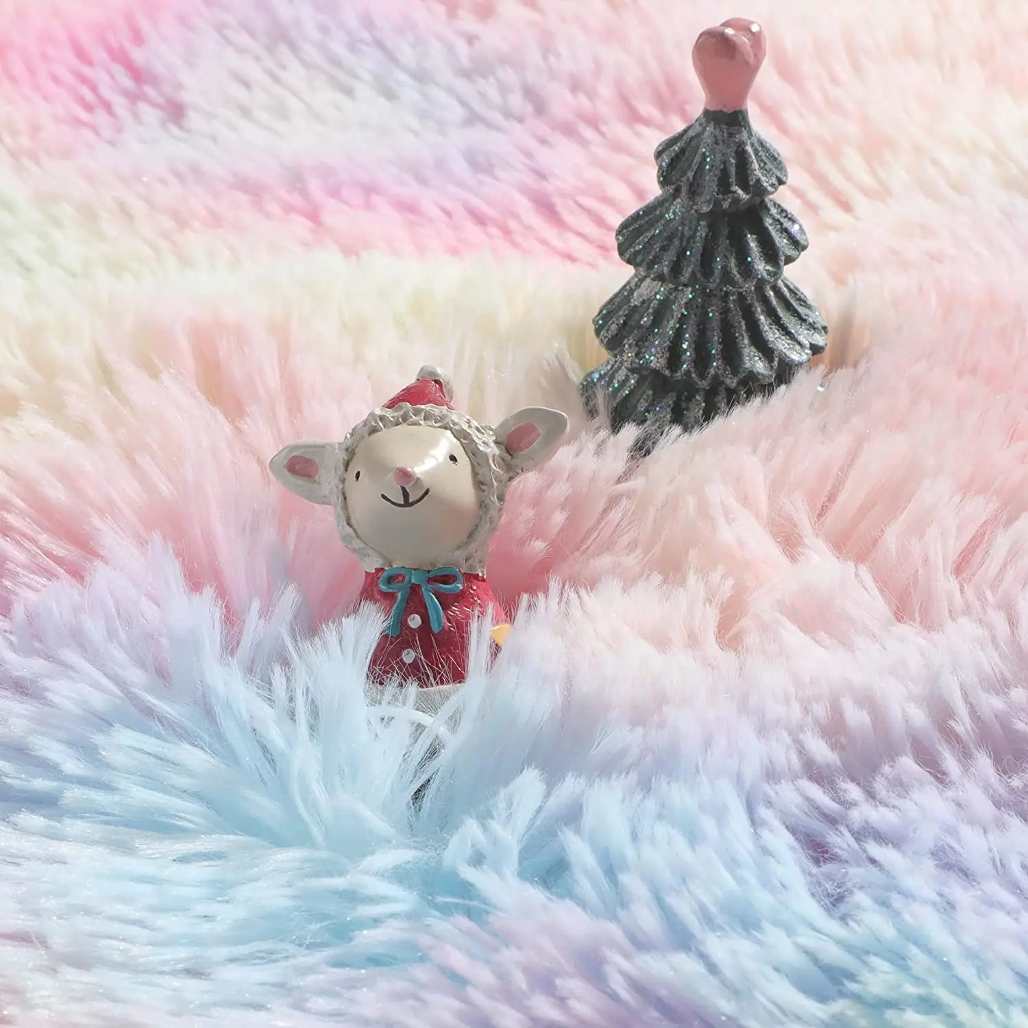 Soft Furry Rainbow Rugs for Kids Bedroom Decor