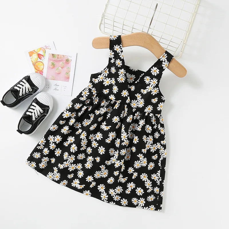 Kids Girls Floral Print Sling Princess Dresses for Summer childrensterritory