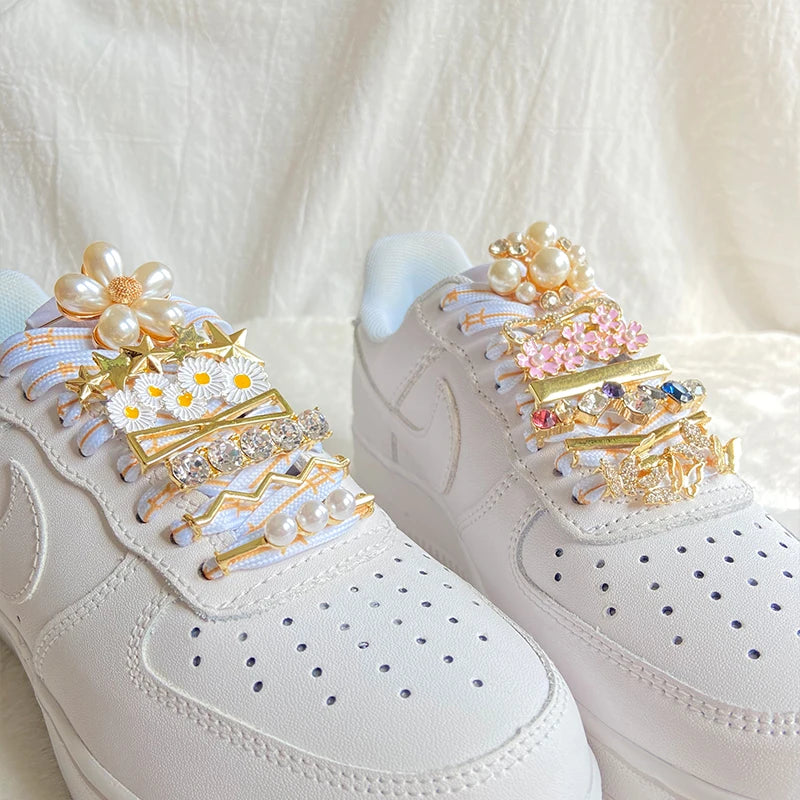 Pearl Shiny Rhinestone Sneaker Shoelace Clips for Girls childrensterritory