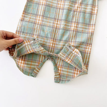 Baby Boy Plaid Casual Short Sleeve Summer Romper childrensterritory