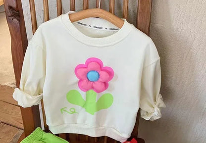 Kids Girl Floral Sweatshirt Top and Pants Set for Autumn childrensterritory