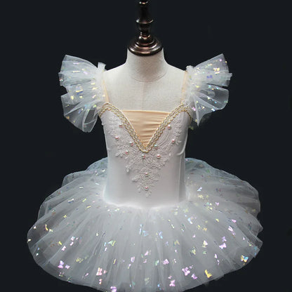 Kids Girls Sequined Ballet Leotard Tutu Dresses childrensterritory