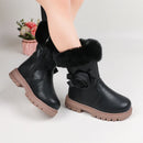 Princess Girls Zipper Flower Design Warm Fur Boots childrensterritory
