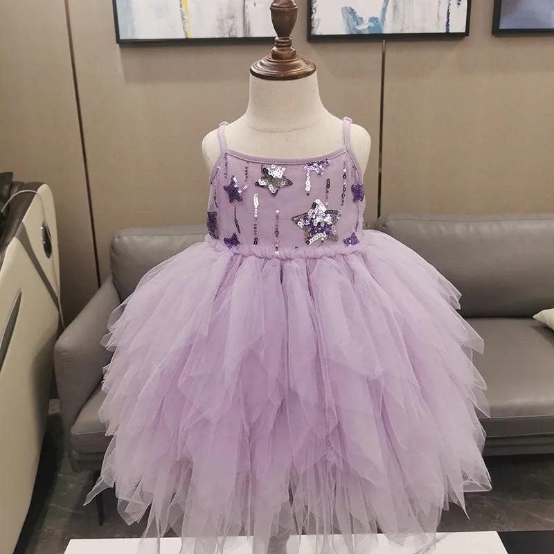 Kids Girls A-line Elgeant Feather Appliques Party Dress childrensterritory