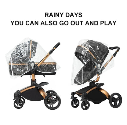 Luxury 3 IN 1 PU Leather 360-Degree Rotating Baby Stroller childrensterritory