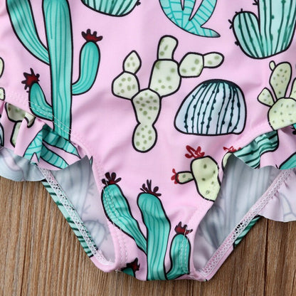 Baby Girl Cactus Print Tankini Bikini Swimsuit and Headband childrensterritory