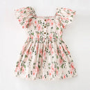 Kids Girls Floral Print Casual Cotton Dresses for Summer childrensterritory