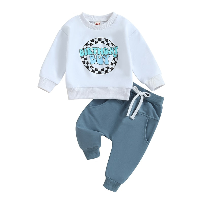 Birthday Boy Letter Print 2pc Clothing Set for Toddler childrensterritory