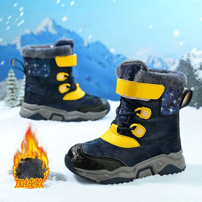 Kids Anti Slip Waterproof Plush Warm Snow Boots