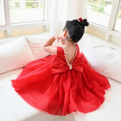 Little Girls Bridemaid Wedding Party Big Bow Princess Dress