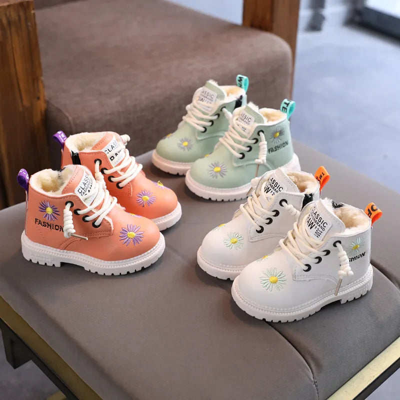 Baby/Kids Girls Boys PU Leather Lace-Up Ankle Boots childrensterritory