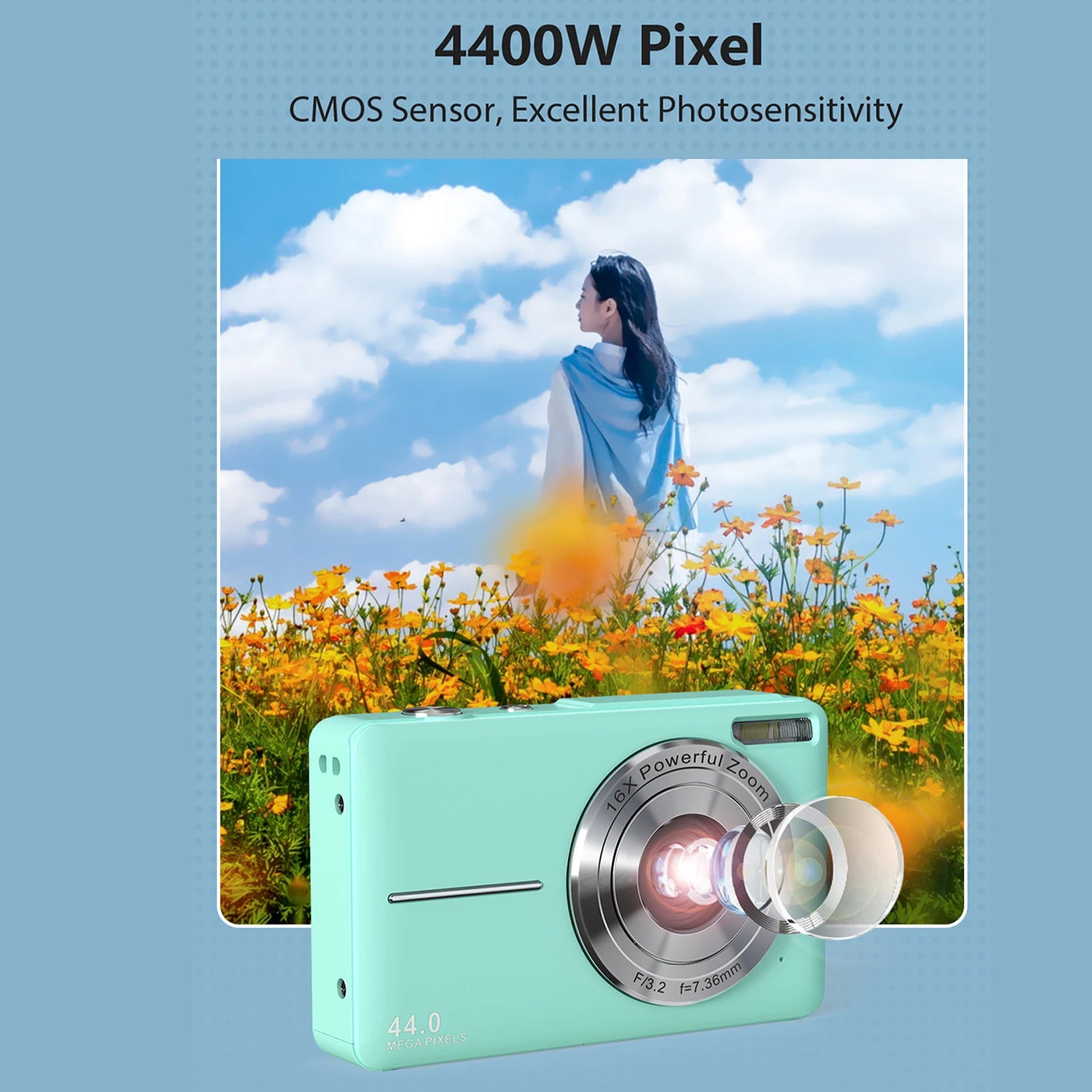 Kids' Compact FHD Digital Camera with 16x Zoom