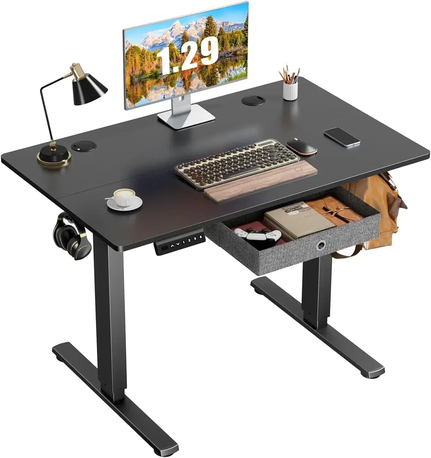 Adjustable Electric Standing Desk with Storage