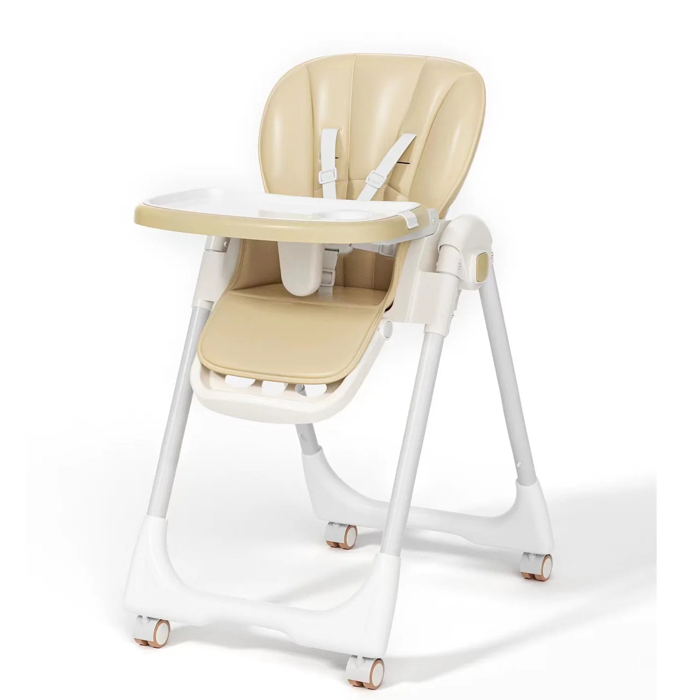 Adjustable Baby PU Leather High Chair with Removable Tray childrensterritory