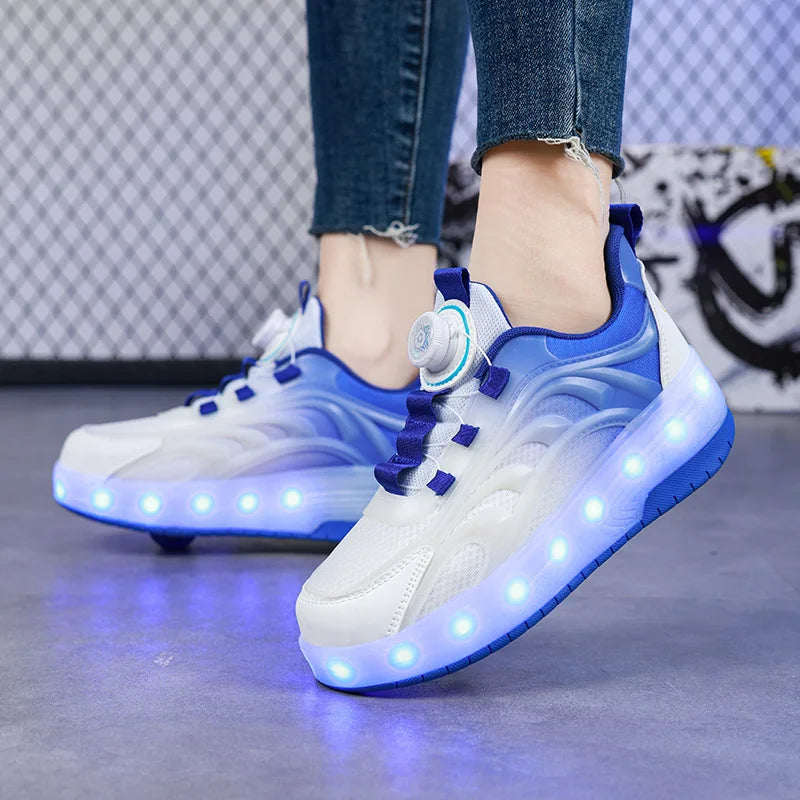 Kids Luminous Roller Skate Shoes with Two Wheels childrensterritory