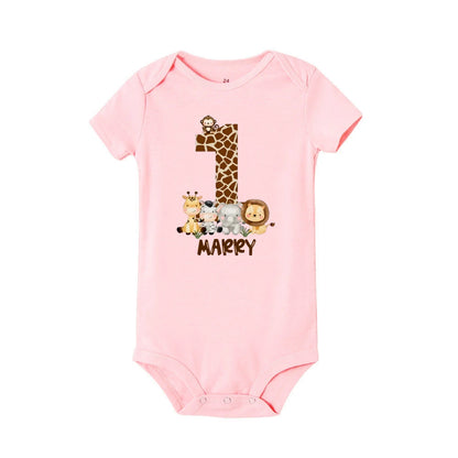Baby Unisex First Birthday Embroidered Romper