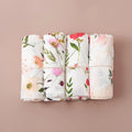 Print Bamboo Cotton Muslin Baby Swaddle, 4PCS Gift Set