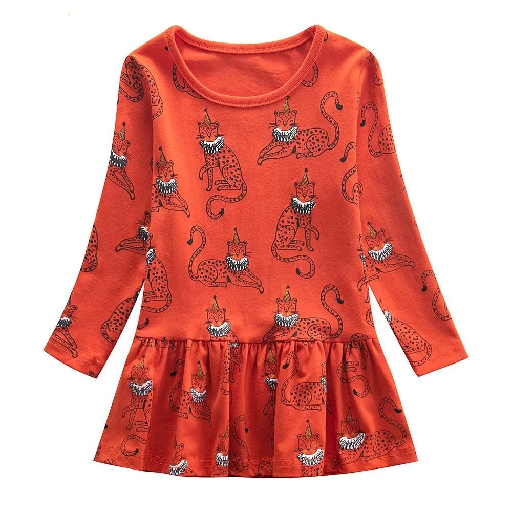 Kids Girls Long Sleeves Printed Princess Dresses childrensterritory